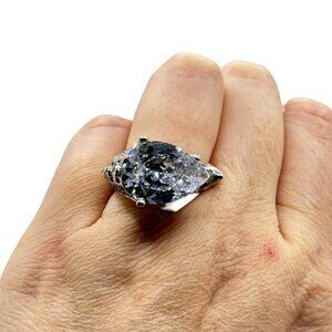 NWT Silver Tone Cubic Zirconia Large Statement Ring Size 9.25 Signed Pretty